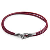 Bordeaux Red Tenby Silver & Leather Bracelet