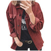 Womens Corduroy Shacket Jacket Long Sleeve Blouses Tops