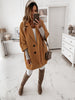 Three-quarter Sleeve Button Lapel Pocket Woolen Coat