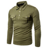 Men Polo Shirts Long Sleeve Slim Fit Breathable Shirts With Pockets