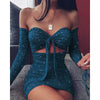 Sexy Bikini Off Shoulder Smocked Mini Dress Summer Beach Wear Dresses Women Bandage Swimming Strapless Vestido Femme New SJ5355V