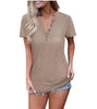 V-Neck Button Causal Tops Blouse T Shirt