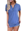 V-Neck Button Causal Tops Blouse T Shirt