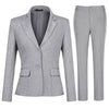 Female Professional Formal Solid Color Suit Two Button Notched Lapel Suit (Blazer and Pants)