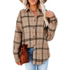 Womens Flannel Plaid Button Down Shirts Oversized Blouses Coats Shacket