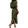 V-Neck Loose Casual Long Sleeve Shirt Dress