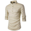 Mandarin Collar Long Sleeve Loose Fit Linen Shirts