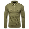 Men Polo Shirts Long Sleeve Slim Fit Breathable Shirts With Pockets