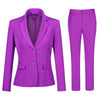 Female Professional Formal Solid Color Suit Two Button Notched Lapel Suit (Blazer and Pants)