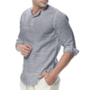 Mens Linen Cotton Henley Shirt