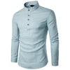 Mandarin Collar Long Sleeve Loose Fit Linen Shirts