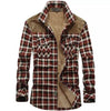 Men's Casual Long Sleeve Fleece Sherpa Flannel Plaid Shirt