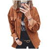 Womens Corduroy Shacket Jacket Long Sleeve Blouses Tops