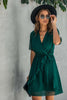 V Neck Ruffled Hem Wrap Dress